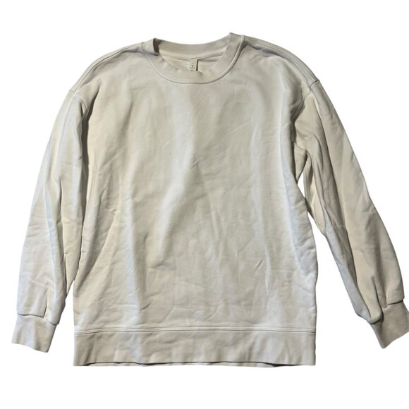Lululemon Perfectly Oversized Cropped Crewneck Sweatshirt Casual White Women's 2 - Picture 1 of 8
